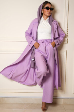 ترنش كوت مع بنطلون خامة لينن - روز فايوليت